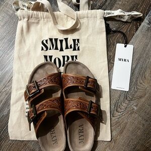 Myra Bag Brown Leather Sandals